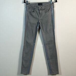 Vince Dylan Skinny Silverfin Grey Side Tuxedo Stripe Jeans Denim Women Size 24